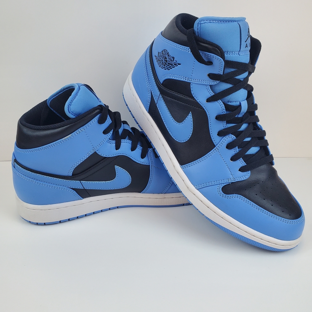Jordan Men's Sky Blue and Black High-Top Sneakers